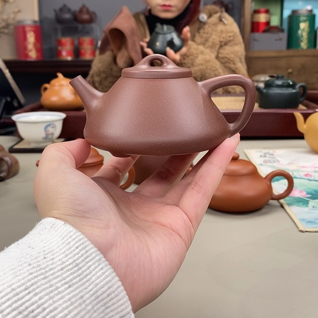 紫砂茶壶四号井紫泥半手子冶石瓢160cc