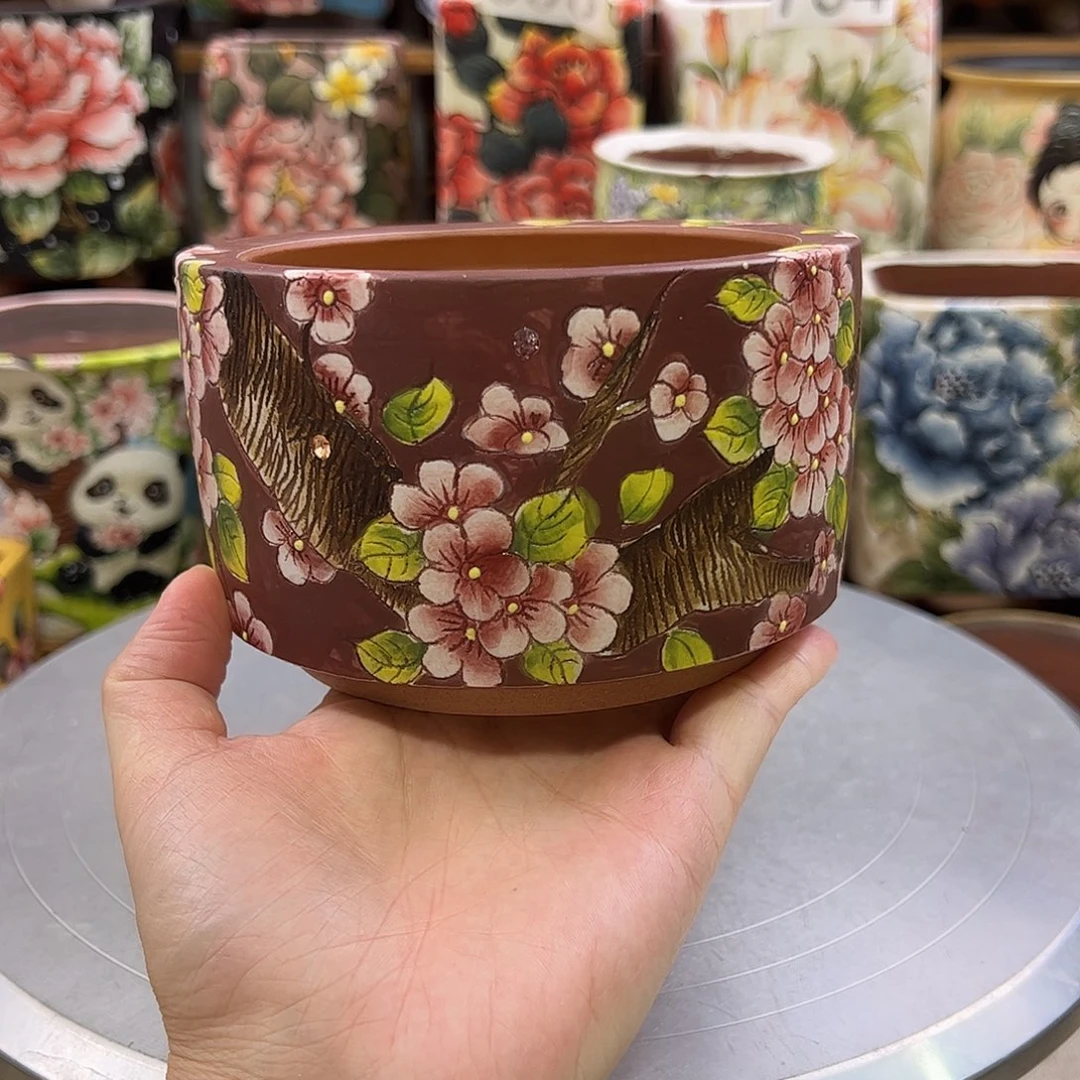 景德镇炫彩手绘景德镇陶瓷花盆
