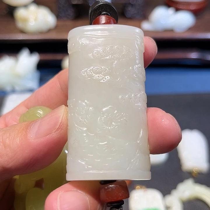 和田玉未镶嵌挂件墨*