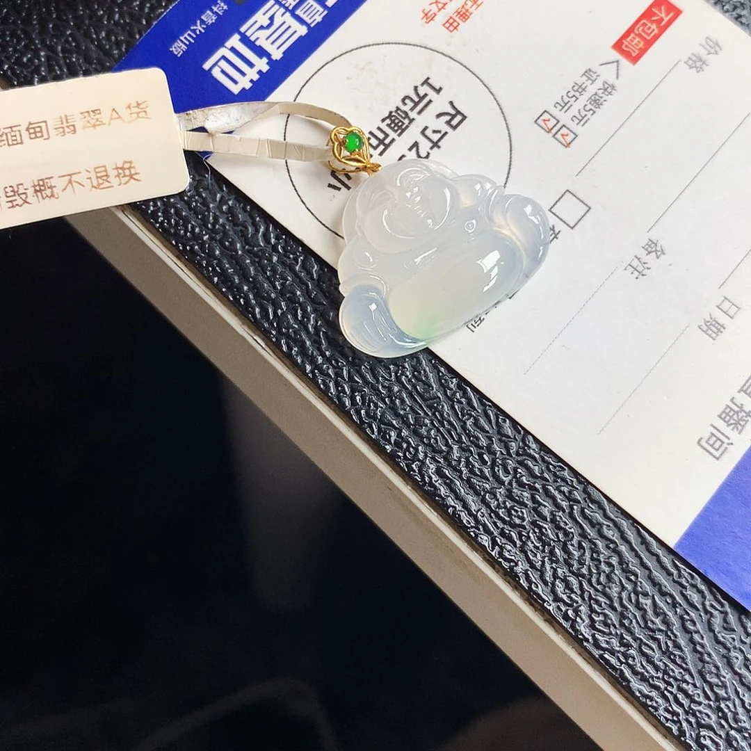 项链18K金镶嵌翡翠佛公