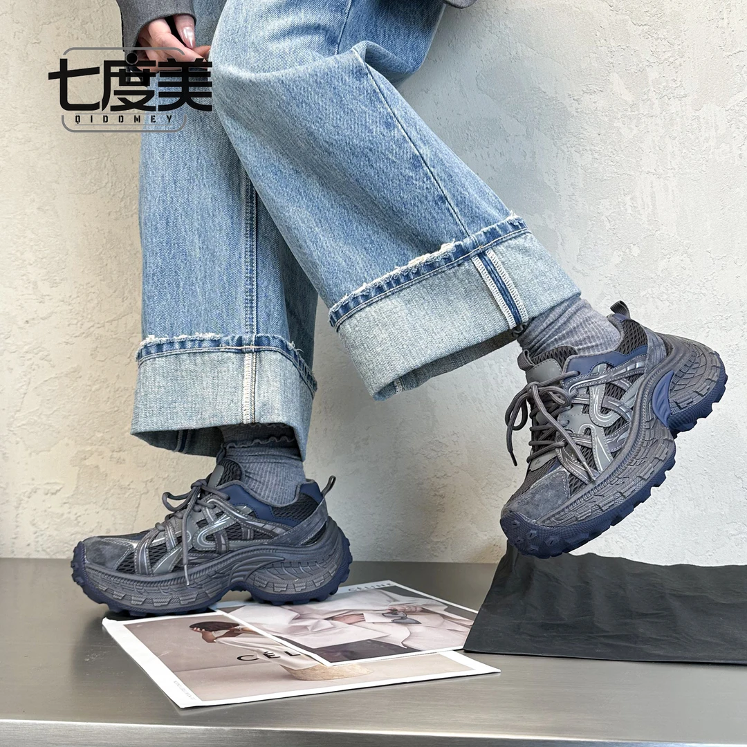 厚底运动鞋女款2025新款增高时尚休闲秋冬显脚小加绒软底老爹鞋