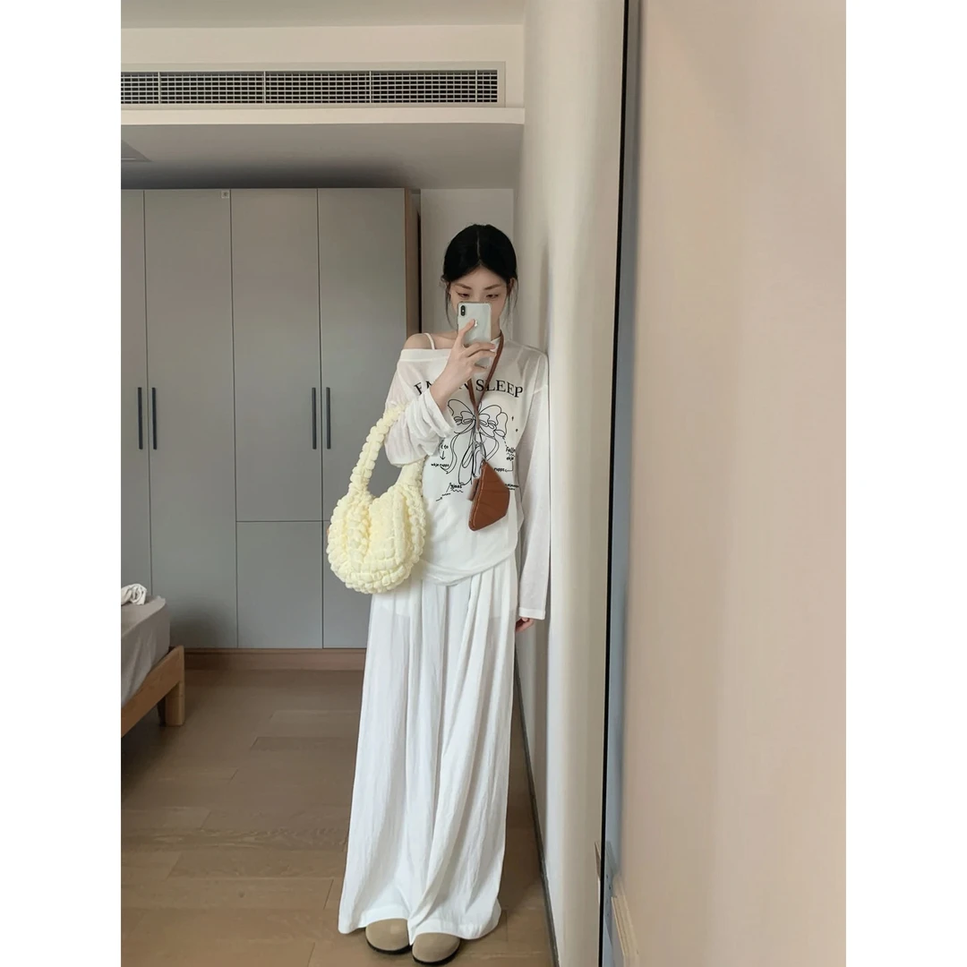 长袖宽松防晒罩衫极简风t恤女百搭印花春夏新款时尚气质上衣
