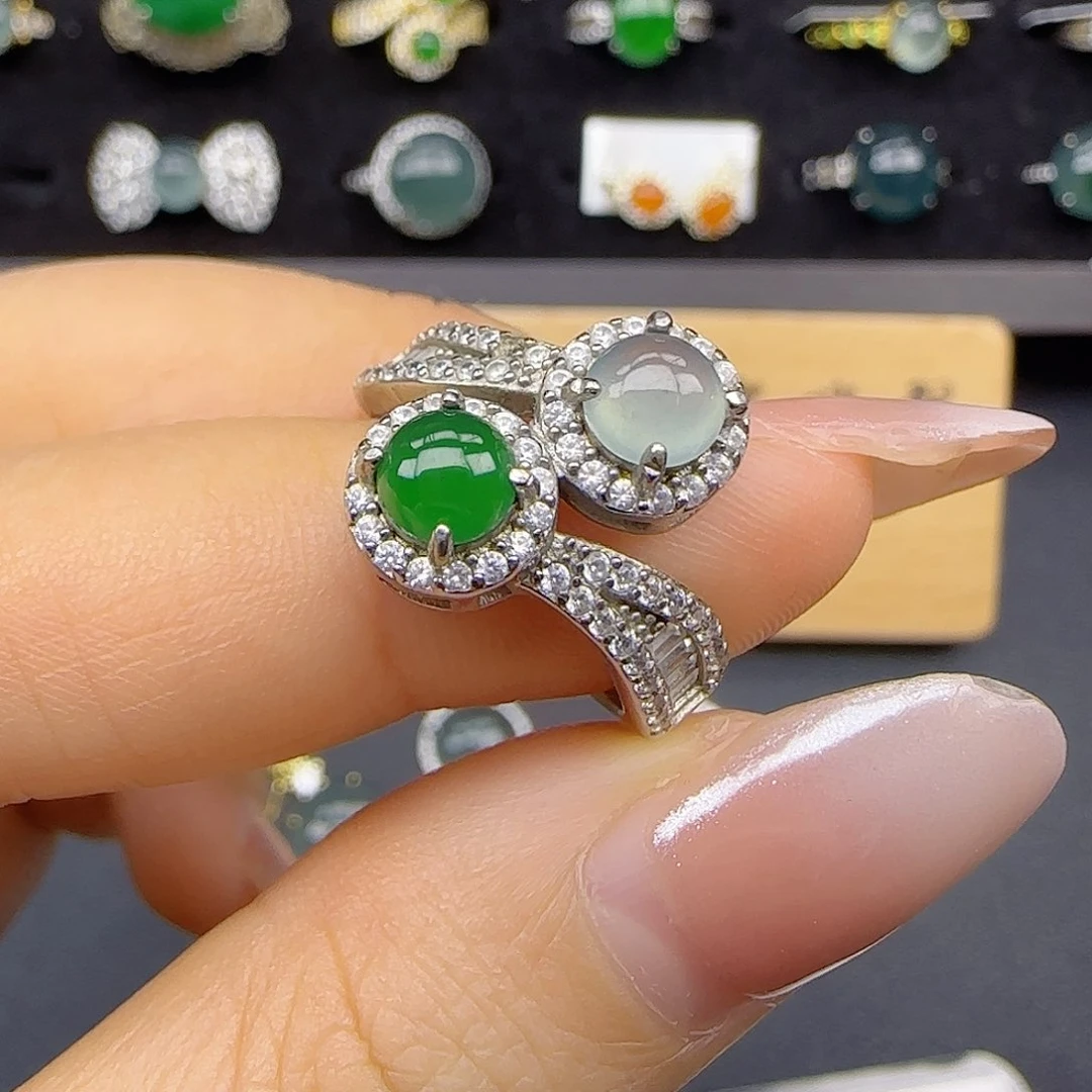 银S925镶嵌戒指翡翠