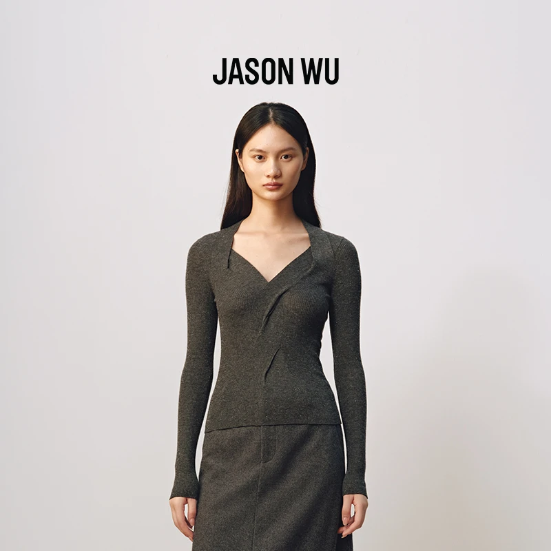 JASON WU秋冬新款金属纱扭结领百搭上衣毛衣针织衫女63JF2403533B
