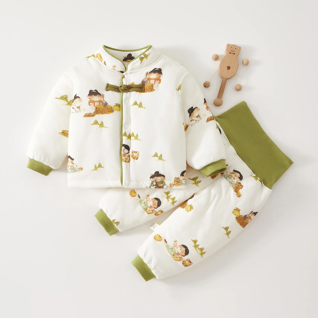 宝宝衣服秋冬款套装加厚棉服睡衣儿童保暖内衣夹棉分体冬装两件套