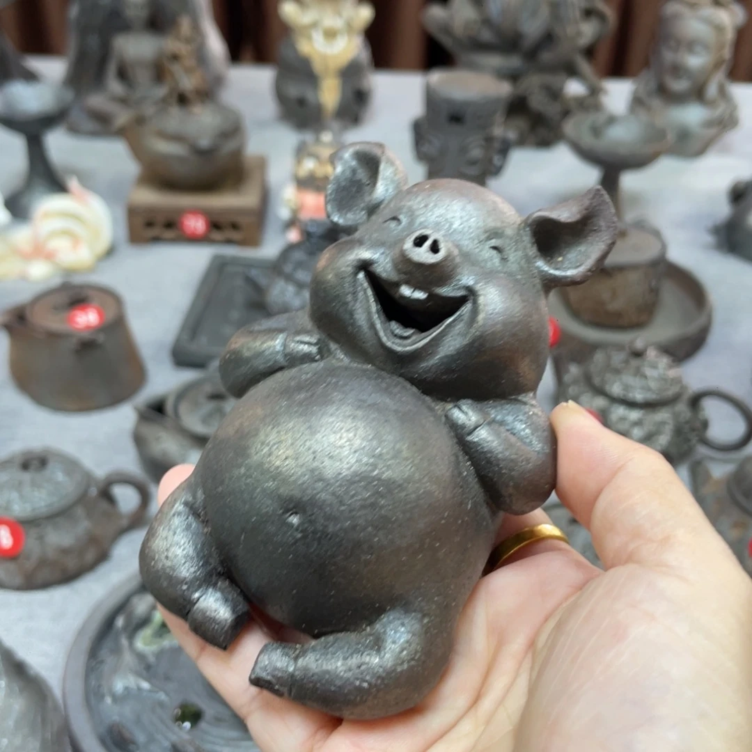 小摆件全手捏柴烧茶器