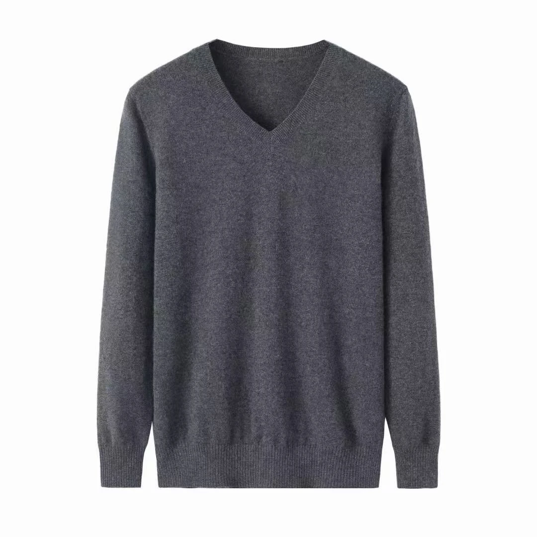 【100绒】V领男士套头羊绒衫