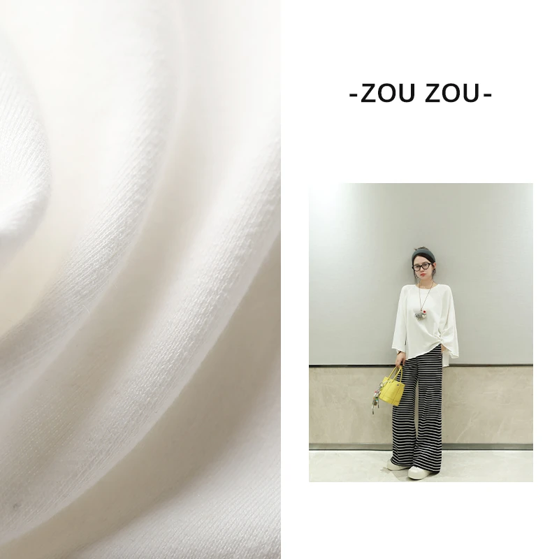 邹邹小个新品 oversize加厚慵懒感纯色T恤女秋宽松休闲长袖上衣