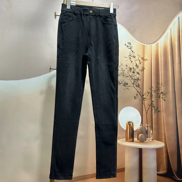 撤柜高货加绒加厚小脚牛仔裤高腰显瘦弹力铅笔裤秋冬九分四面弹