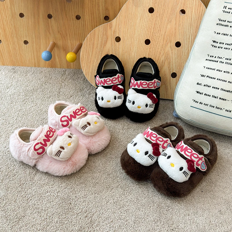 女童卡通2025秋冬季新款加绒时尚棉鞋小女孩外穿毛呢勃肯鞋6869