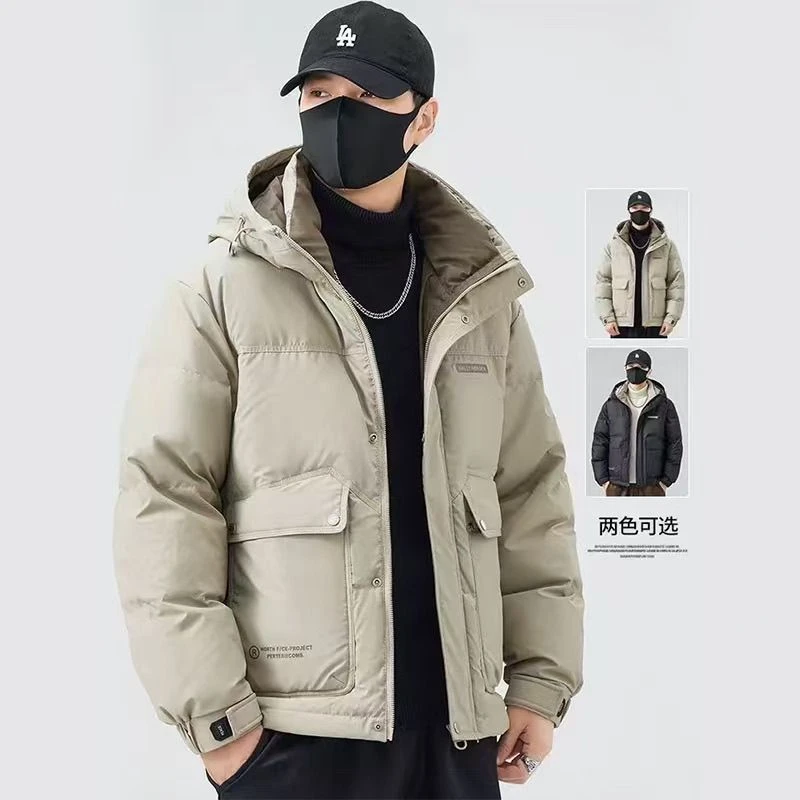 【石头清货价】连帽防寒羽服加厚新款潮牌轻薄短款工装保暖外套D131