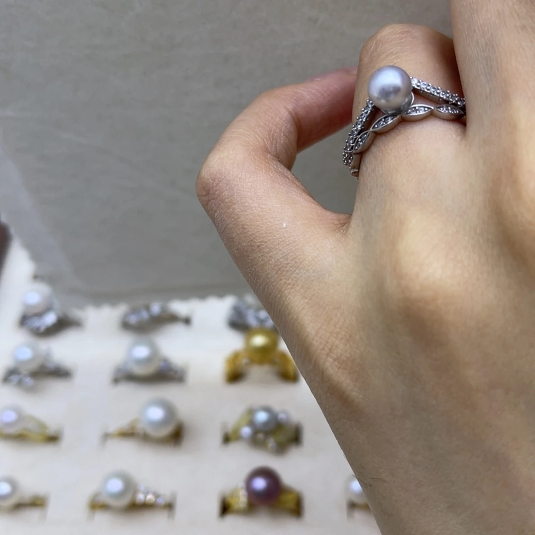 戒指银S925镶嵌海水珍珠