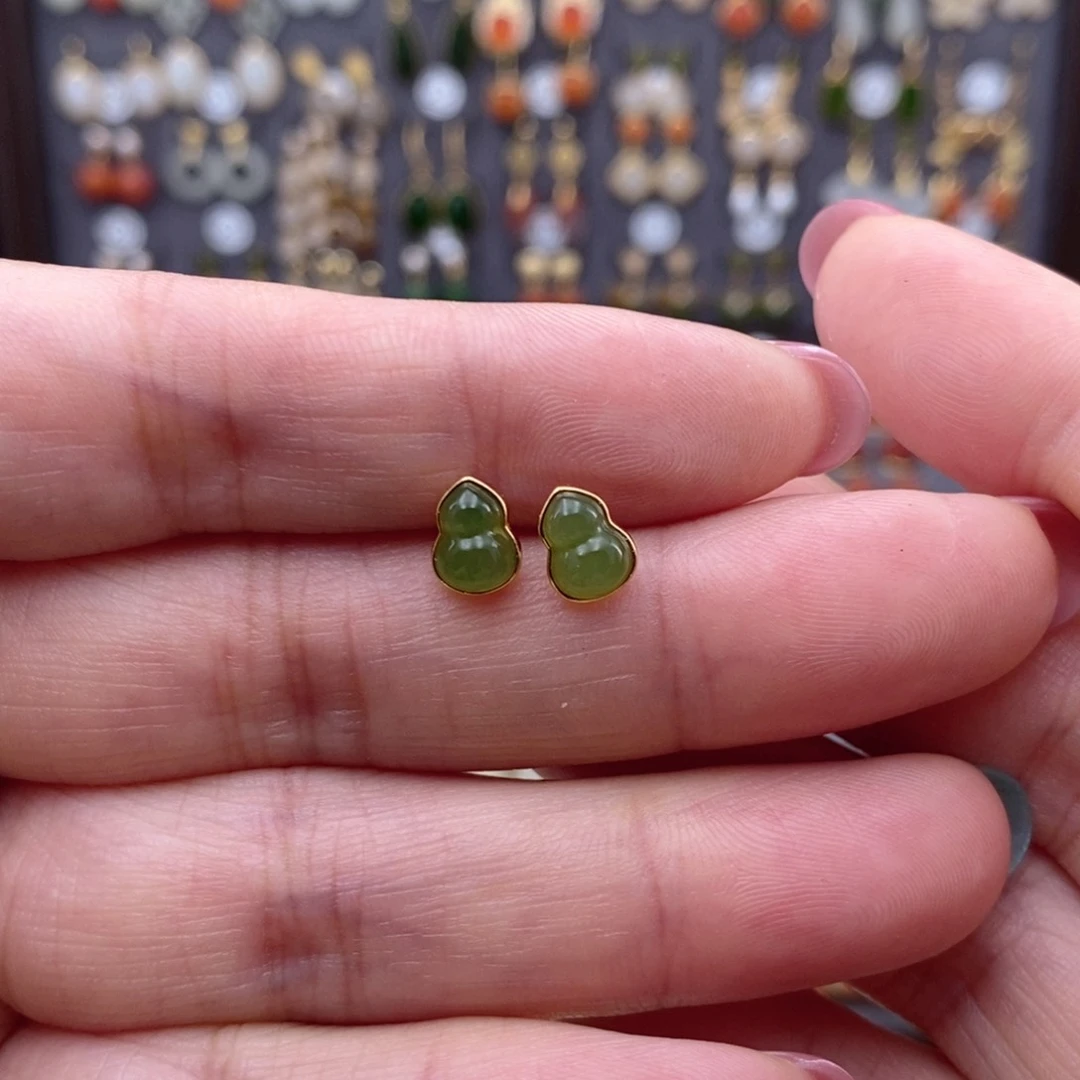 银S925镶嵌和田玉耳饰汐*儿