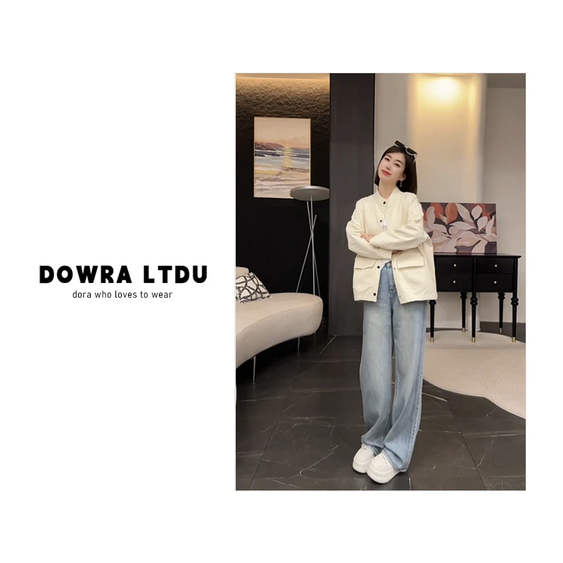 朵拉【南洋一梦】2025年夏季新款立领纯色长袖百搭衬衫外套女41-006