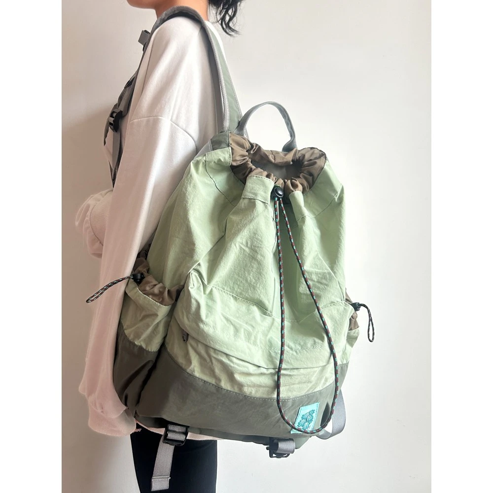 大容量轻便旅游双肩包女束口袋抽绳背包书包女大学生15.6寸电脑包