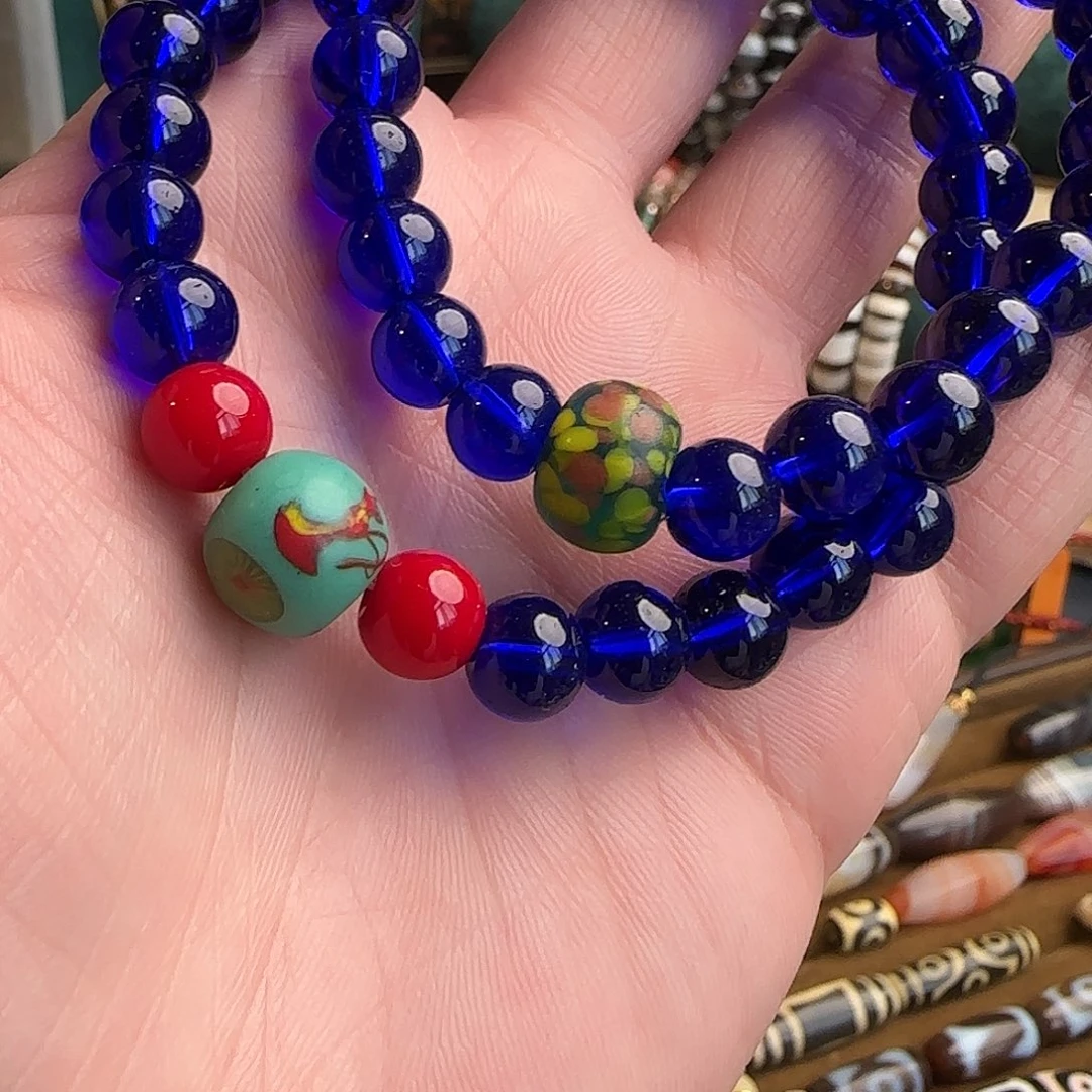 琉璃DIY宝蓝色老琉璃两条