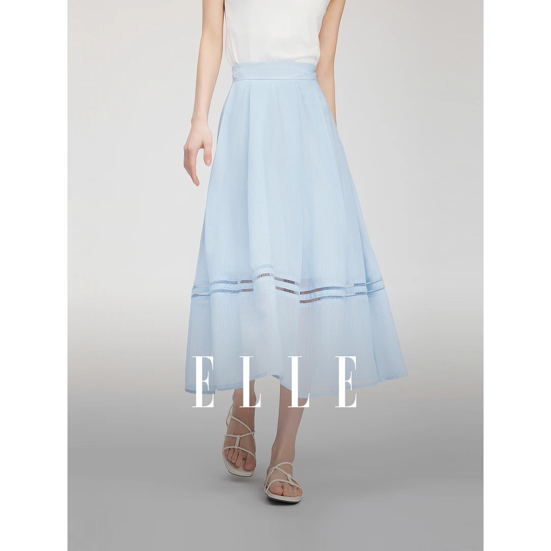 ELLE2025夏季新款镂空设计感精致时尚清爽显瘦通勤半身裙ER51281