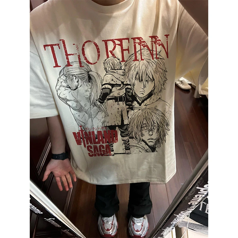 美式复古oversize高街人物印花短袖夏季街头风男女纯棉T恤上衣潮