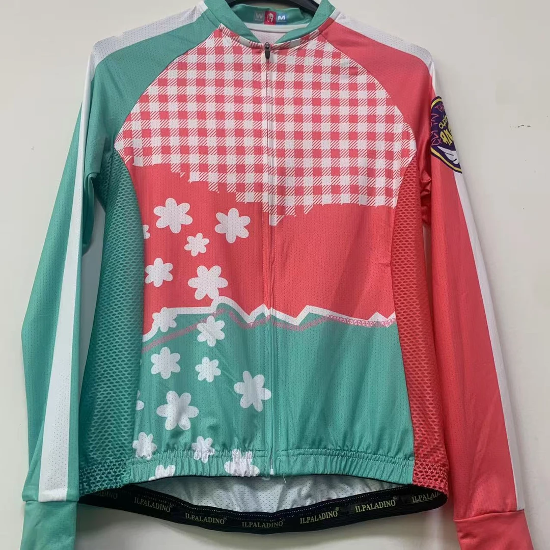 SQ 1354【小花冰丝拼接长袖女士】ILPALADINO专业版骑行服
