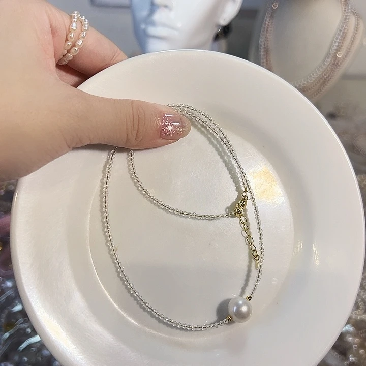 银S925镶嵌淡水珍珠时尚设计款天然淡水珍珠