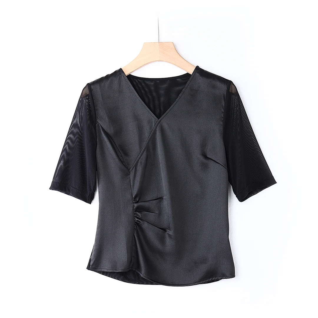 【澜亭絮絮】桑蚕丝香云纱重缎皮子料打底衫3593-1