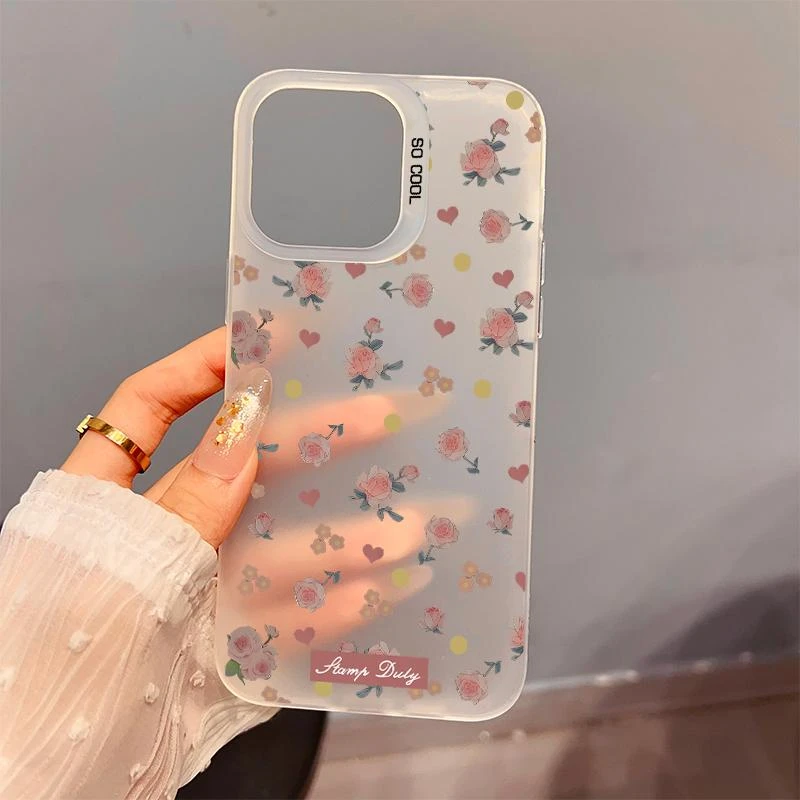 波点小花适用iphone16promax苹果15手机壳14/13磨砂12软套11韩风