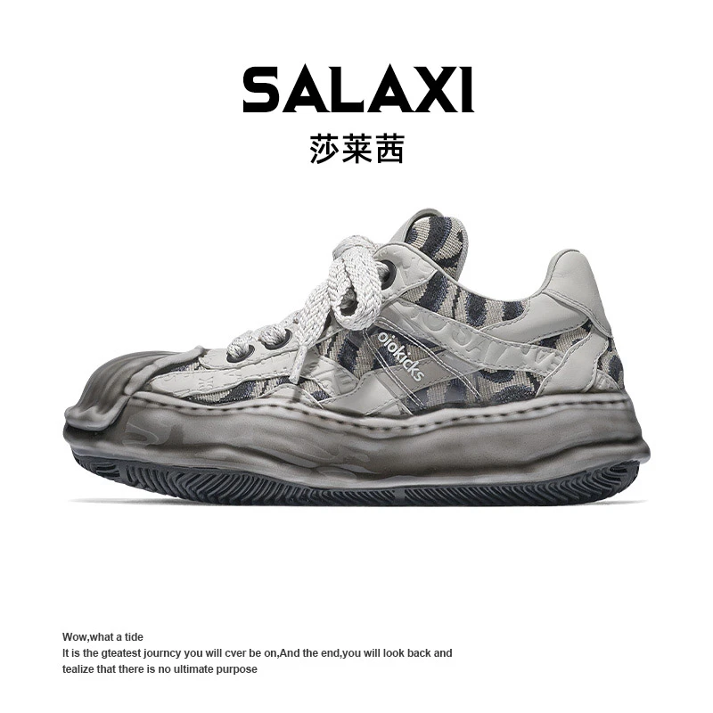 SALAXI【情侣款】欧洲站冬季运动时尚个性刺绣印花百搭厚底鞋潮流