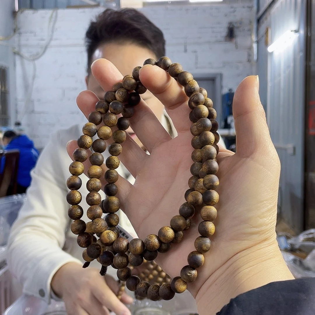 沉香手串野生红棋圆珠长串0.9/33克多样性发一