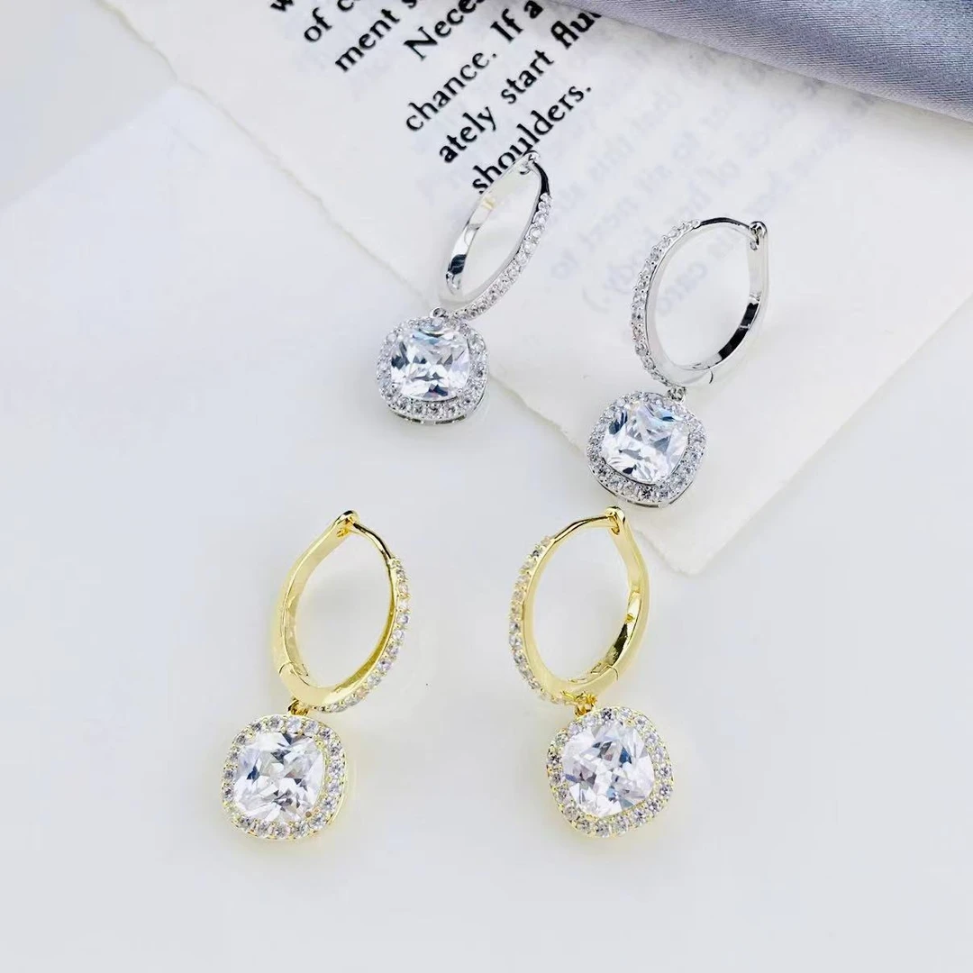 铜合金合成锆石耳饰 a216 a217欧比雅比【大方包耳扣】耳扣女11422