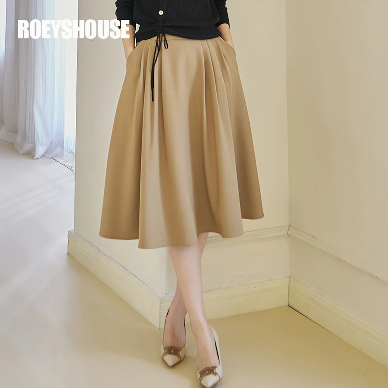【RH】罗衣气质高腰半身裙秋装时尚百搭知性大摆A字显瘦中长裙07315