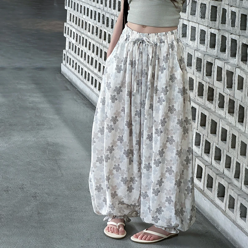 儿童夏装2025大女童装宽松抖抖裤子冰丝防蚊裤夏季薄款阔腿直筒裤