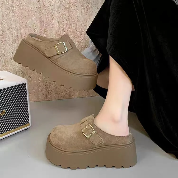 松糕厚底增高勃肯鞋女包头半拖鞋外穿2025新款小个子单鞋 G600