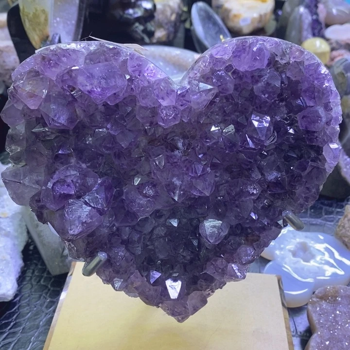 未镶嵌珠宝半成品紫晶紫钛爱心