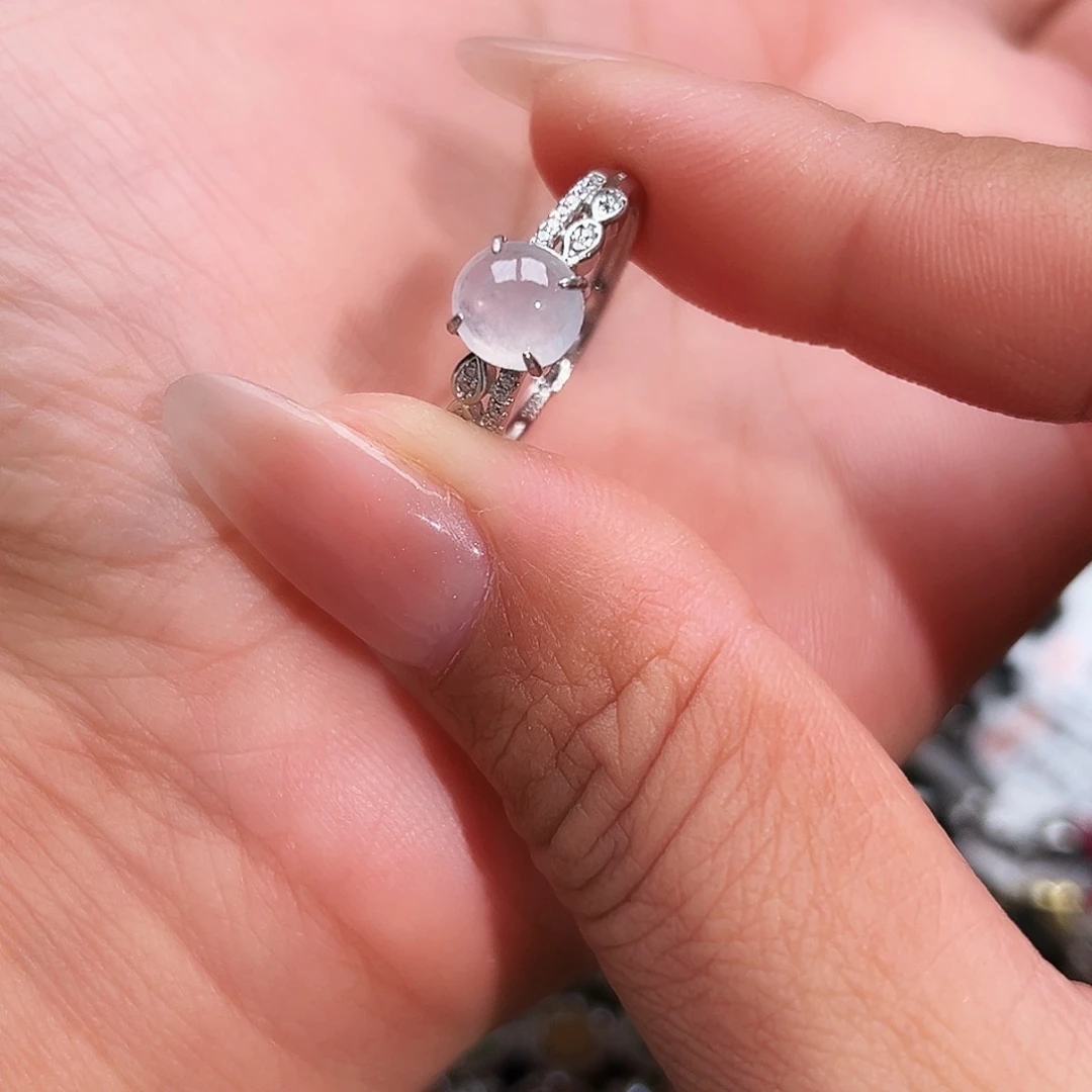 翡翠银S925镶嵌戒指缅甸天然A货翡翠戒指