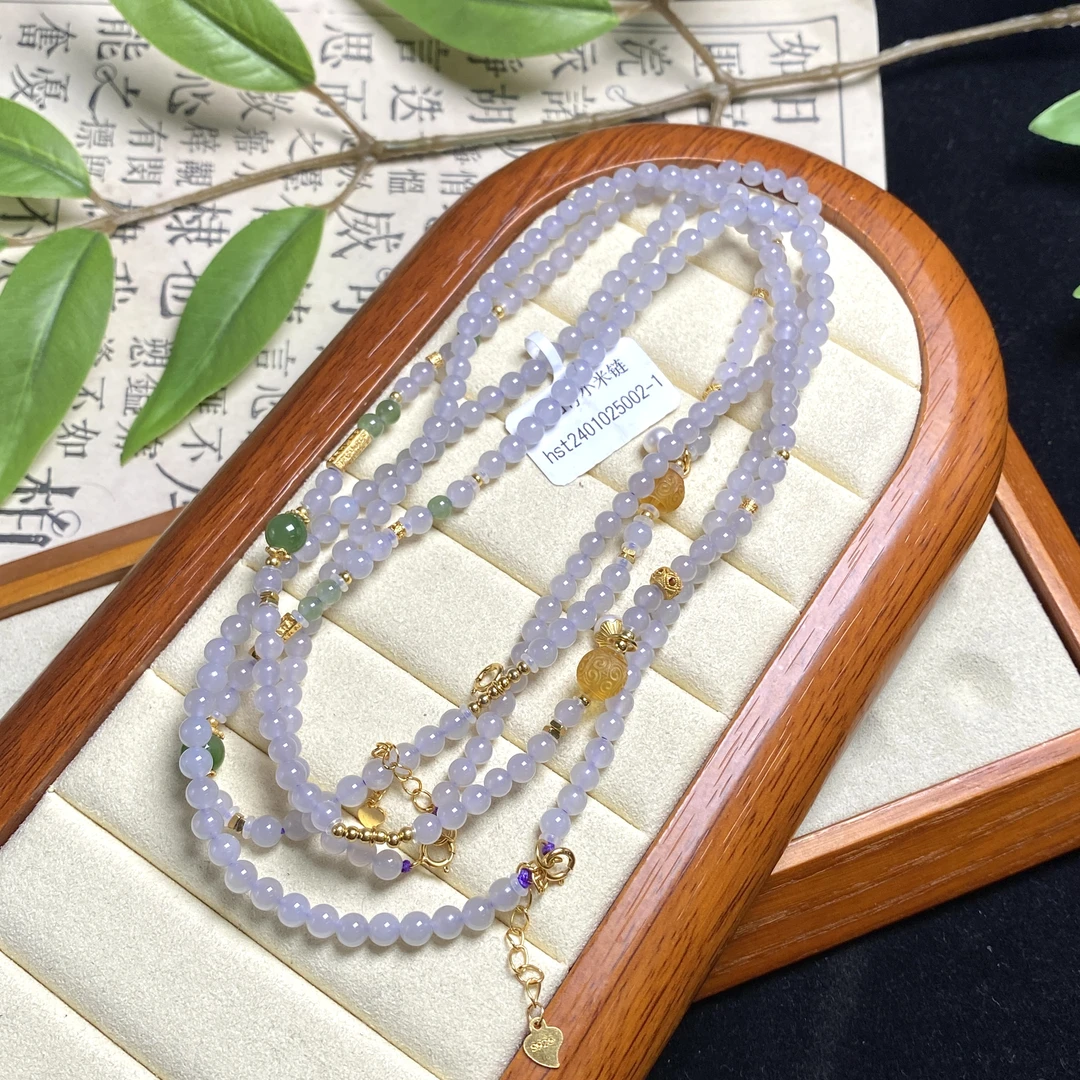 S925银烟紫和田玉小米链-约3.8mm-hst2401025002-1-SY-多样性发一