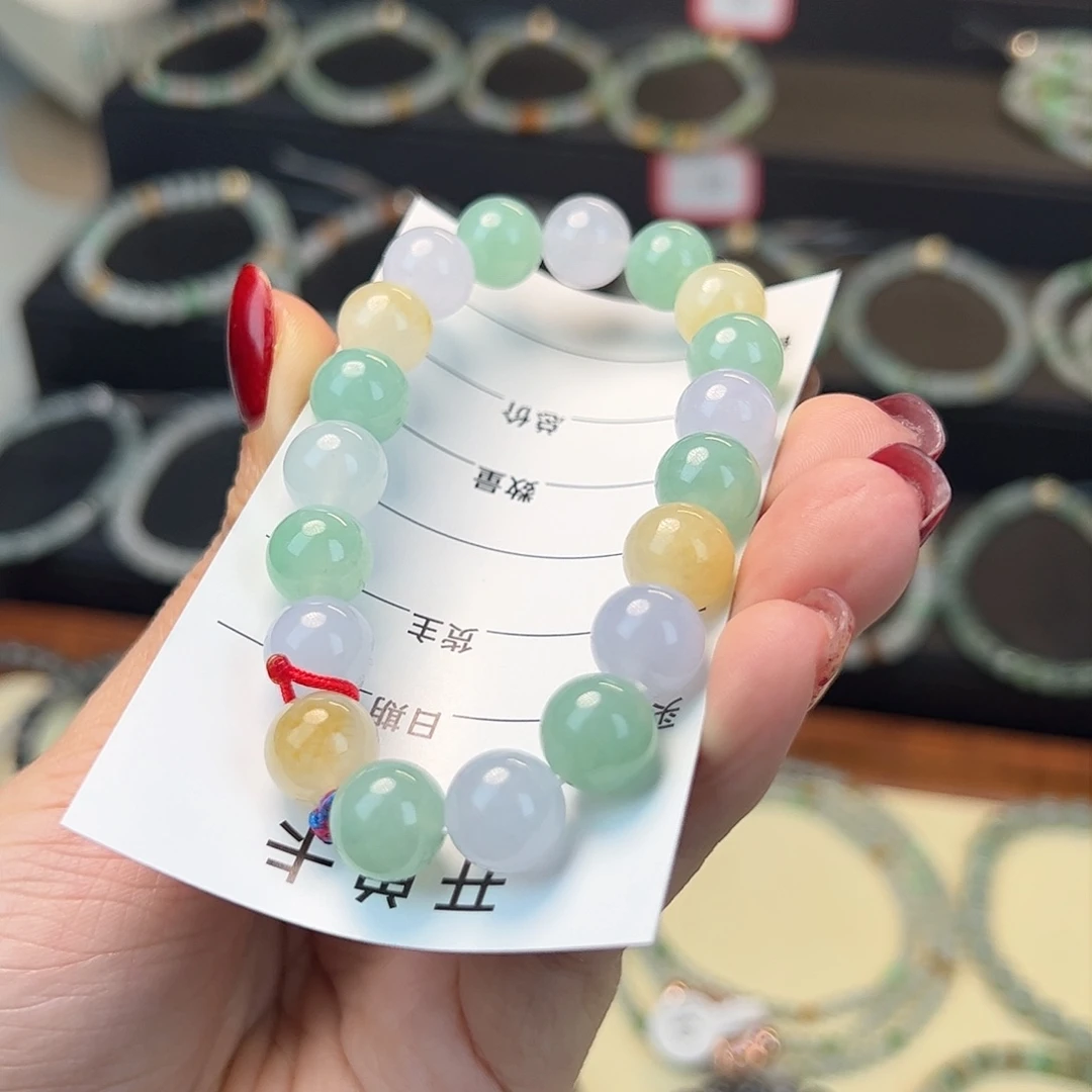翡翠手串未镶嵌十*妹缅甸A货翡翠手串  024