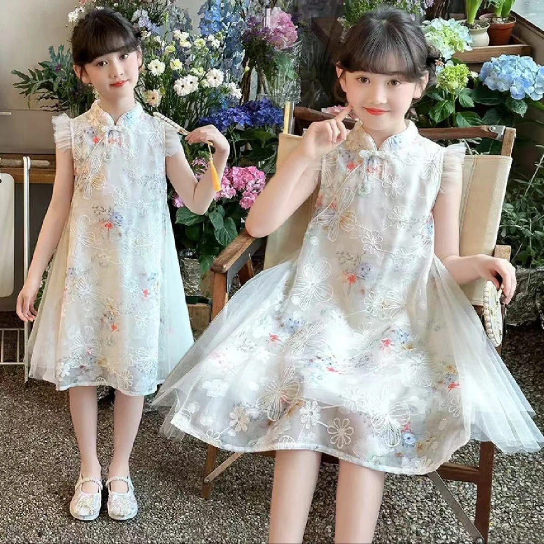 夏季新款2025女童旗袍公主国风复古小女孩新中式