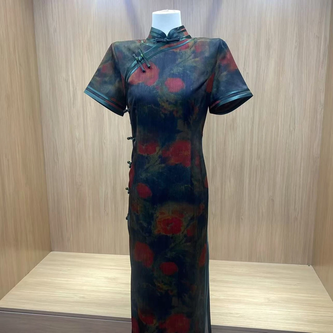 【 花红夜景】2024年春秋季新款复古百搭优雅大方日常旗袍