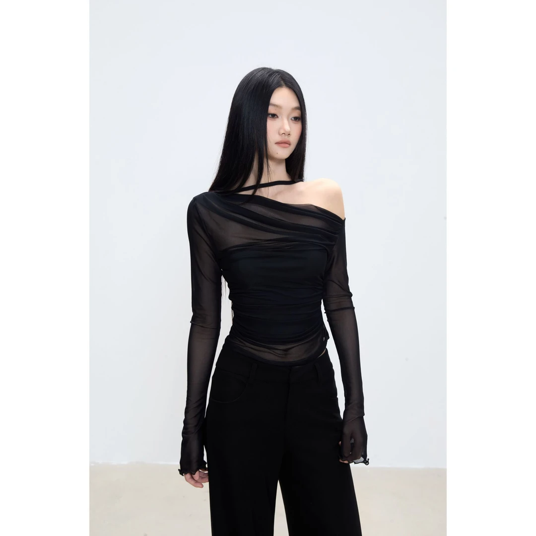 withmin【现货】凉皮 波子汽水 微透早秋轻薄辣妹长袖上衣2523834