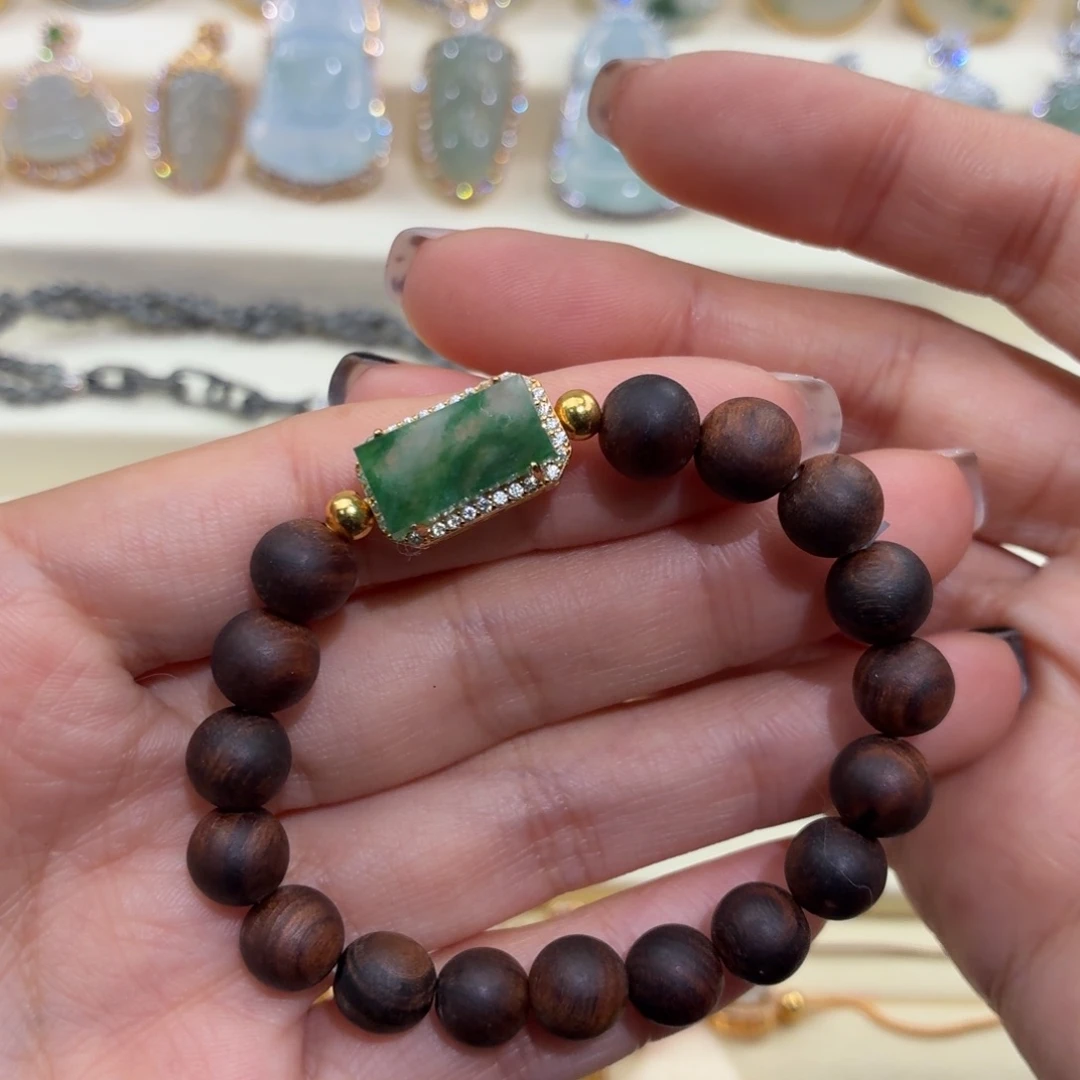 翡翠银S925镶嵌颈饰手串