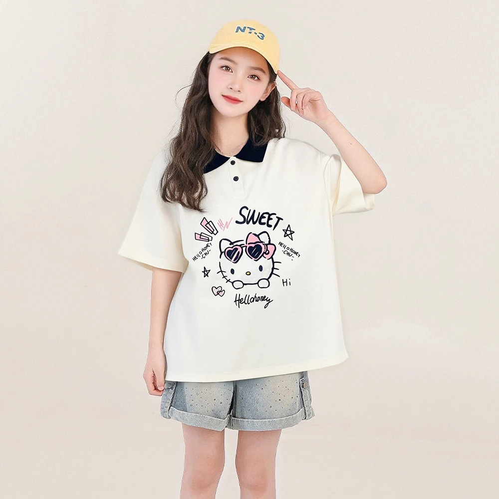 女童polo衫2025夏季儿童卡通印花休闲短袖T恤Q62682
