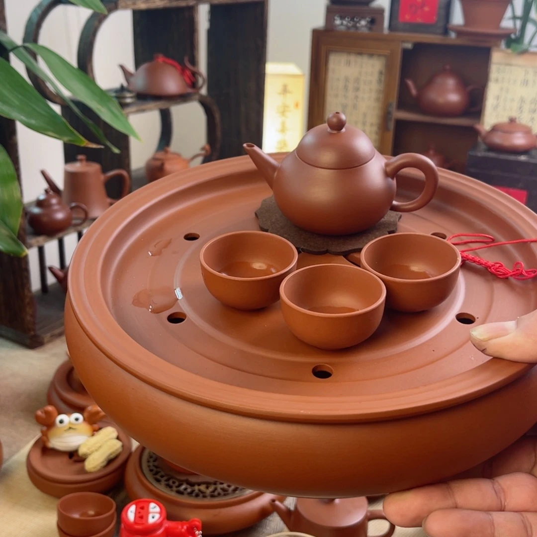 紫砂茶壶朱泥梨壶套装