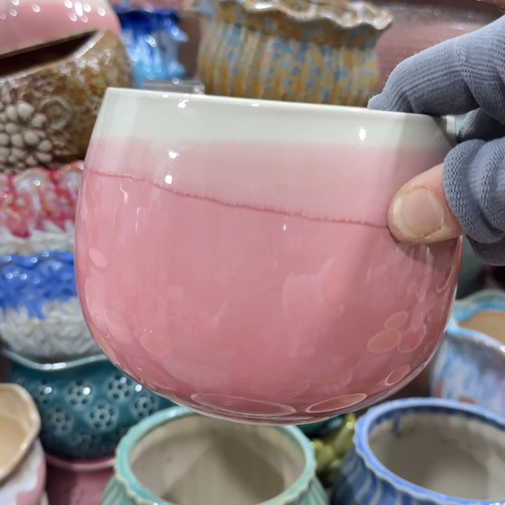 凑9块包邮，有孔，陶瓷花盆