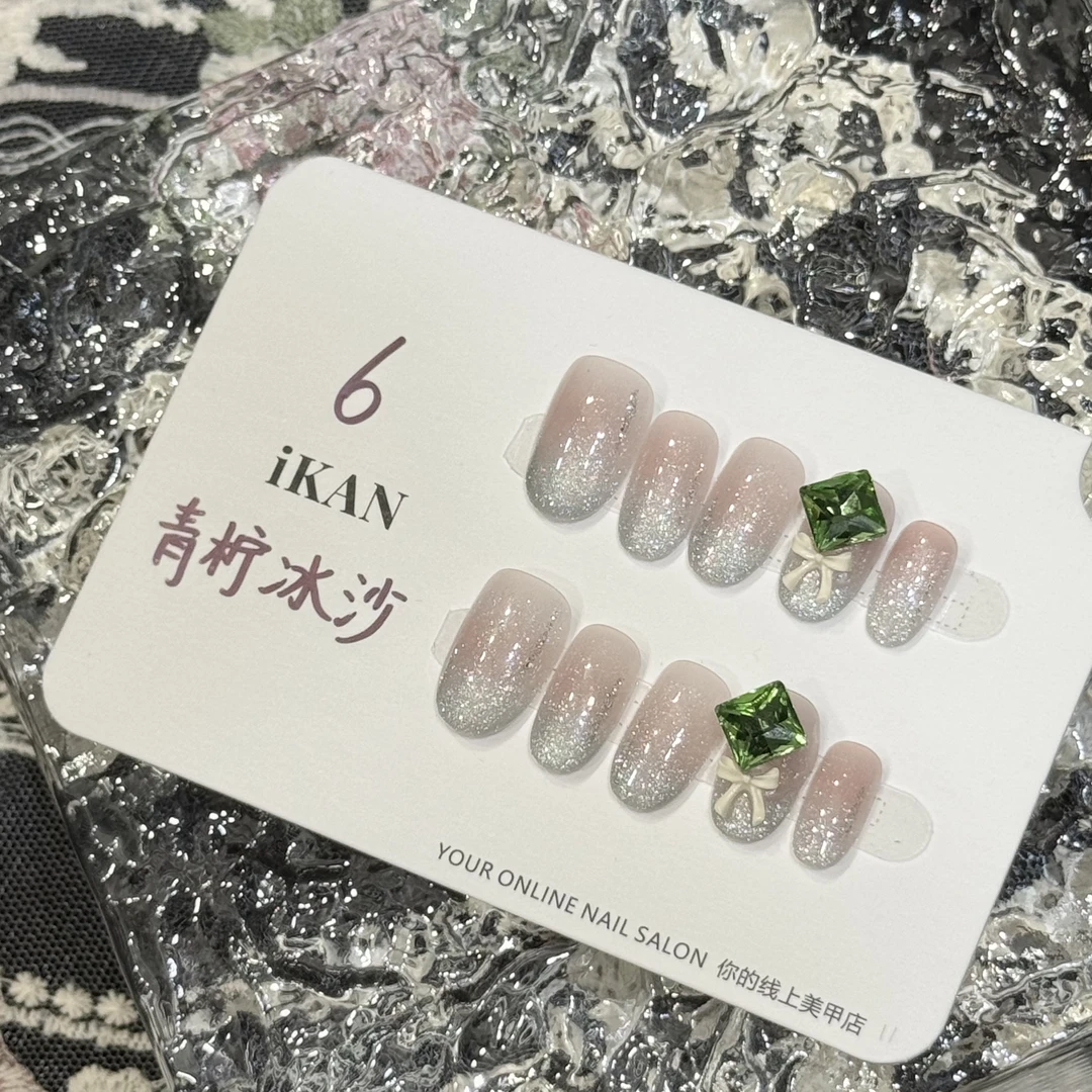 iKAN【青柠冰沙】高级显白纯欲气质手工穿戴甲日常必备06