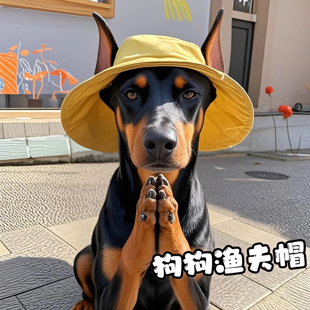 宠物狗狗夏季杜宾犬防晒透气贴肤舒适露耳朵渔夫帽时尚外出遮阳帽