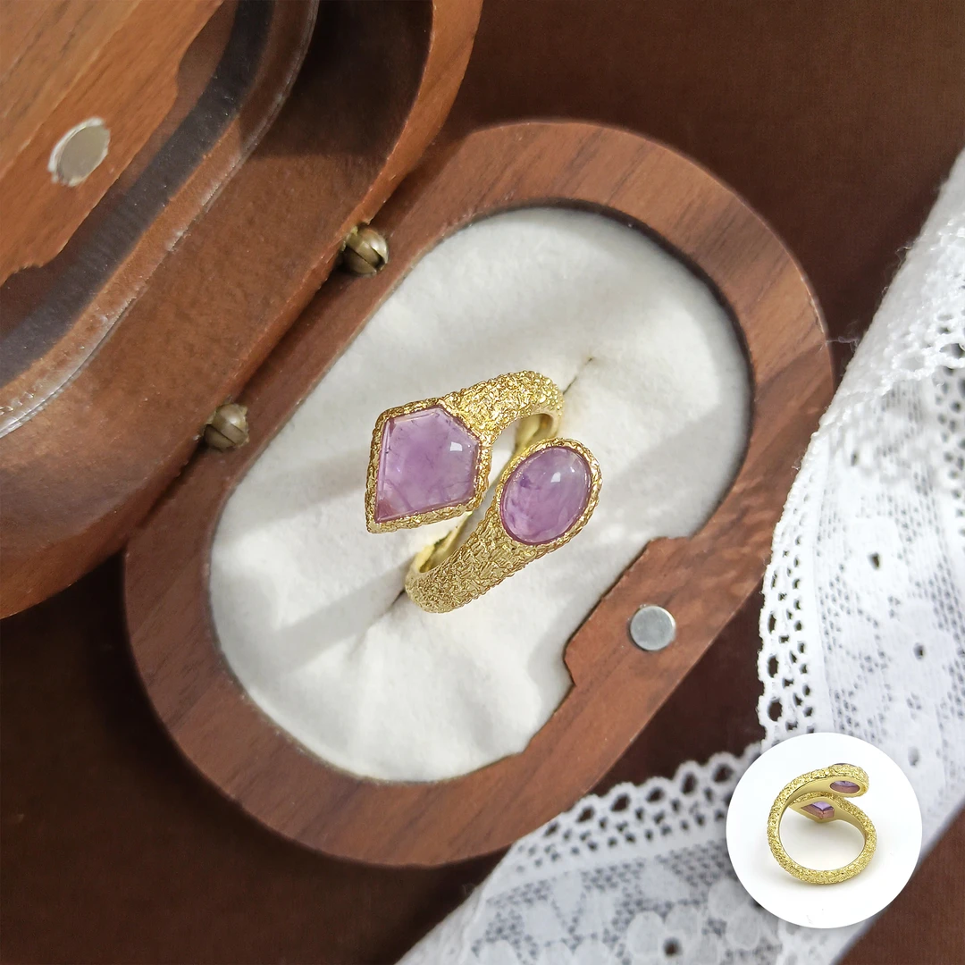 铜合金合成锆石戒指 WLXY-006169【紫菱轻绕】戒指欧美时尚气质轻奢