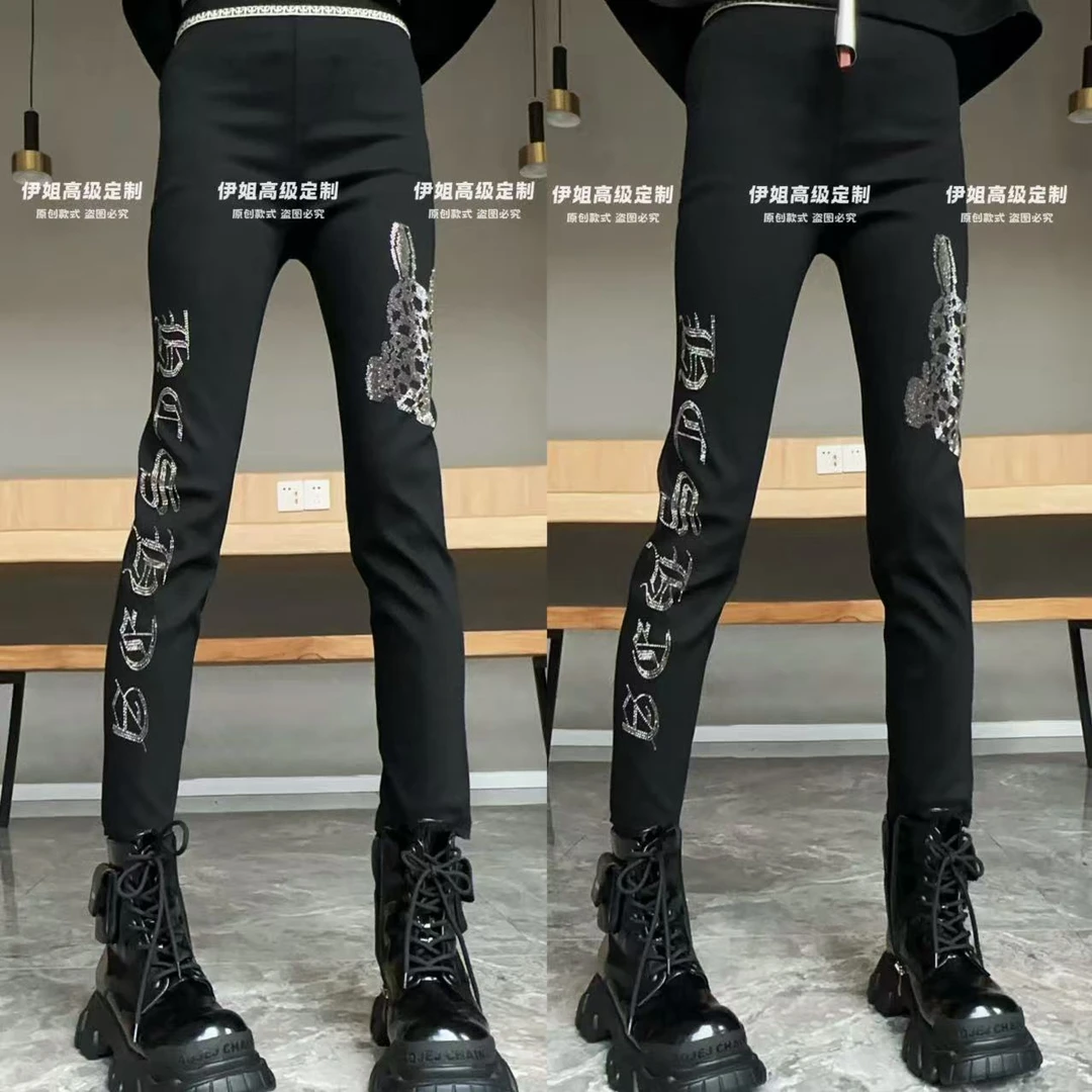 【YJ·原创】2025冬季新款宽松百搭显瘦加绒高弹烟管裤休闲裤 YK1066