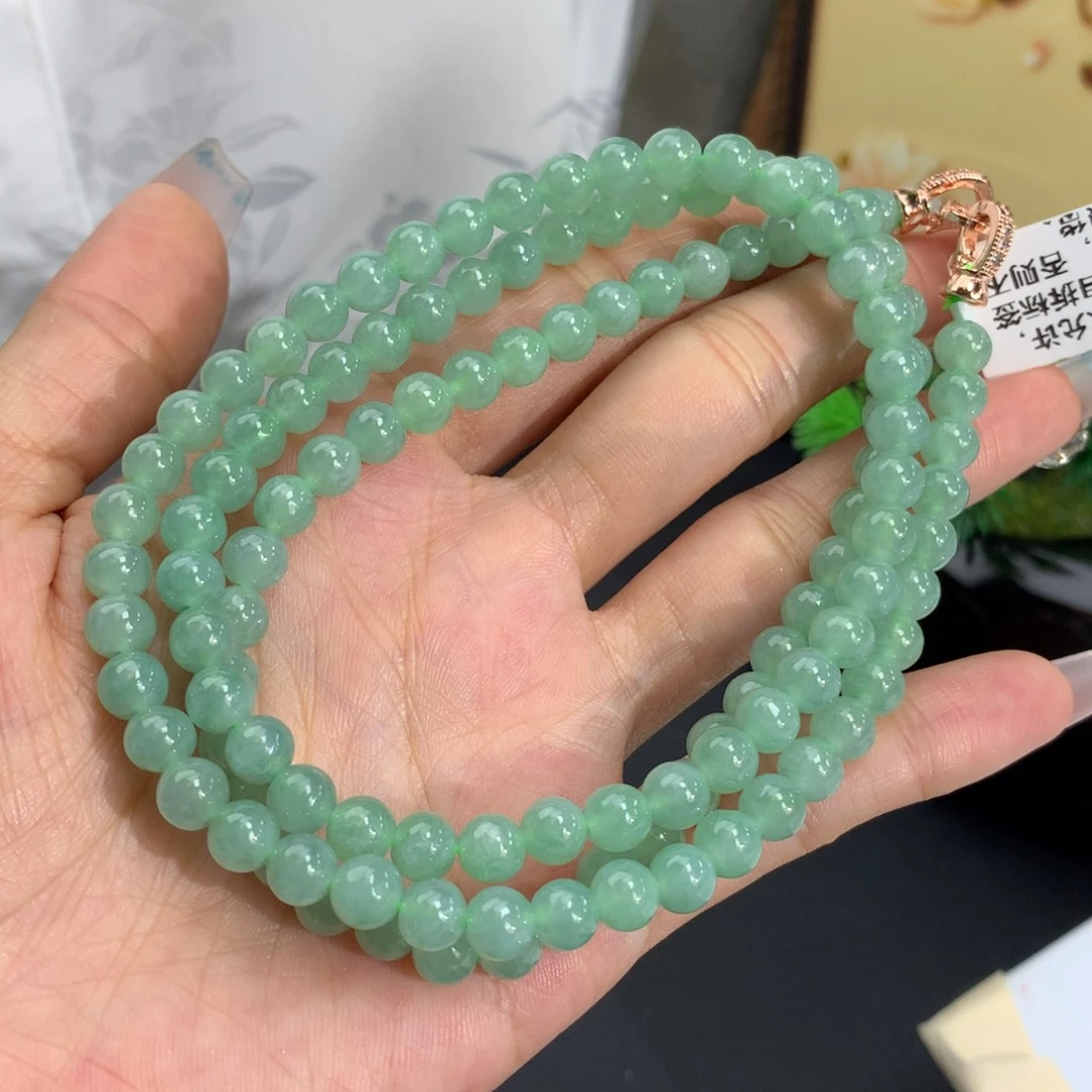 未镶嵌手串翡翠卡6细润绿项链