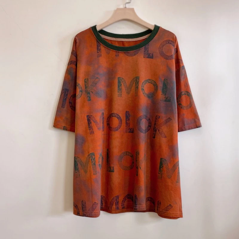 年轻中年妈妈装夏季大码显瘦遮肉休闲短袖棉T恤2025新款YX105565