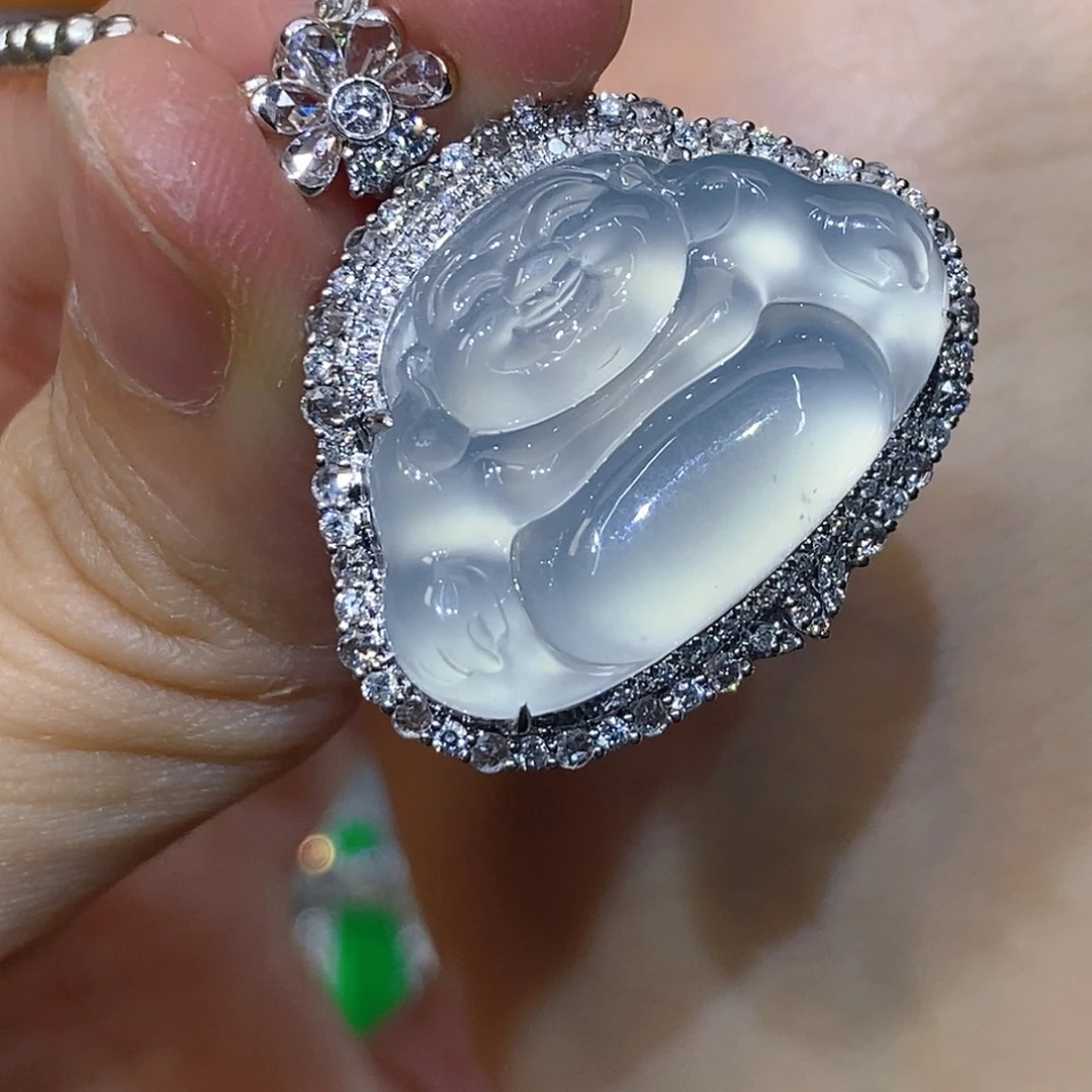 翡翠18K金镶嵌吊坠(不含链)